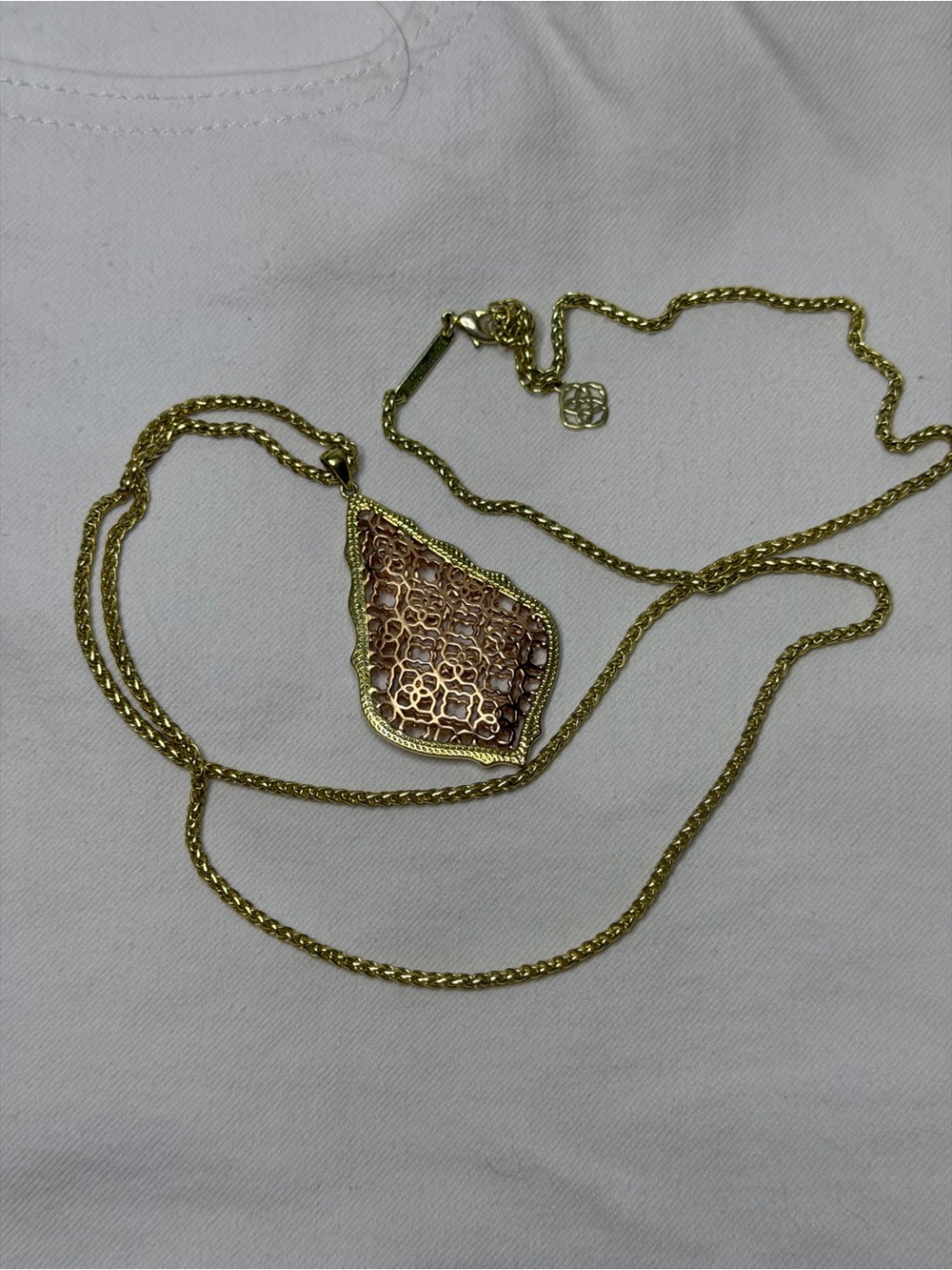 Kendra Scott Gold-Tone Filigree Pendant Necklace with Rose Center